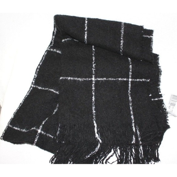 Charter Club Super Soft Neck Scarf Black/Ivory Windowpane - Picture 2 of 2